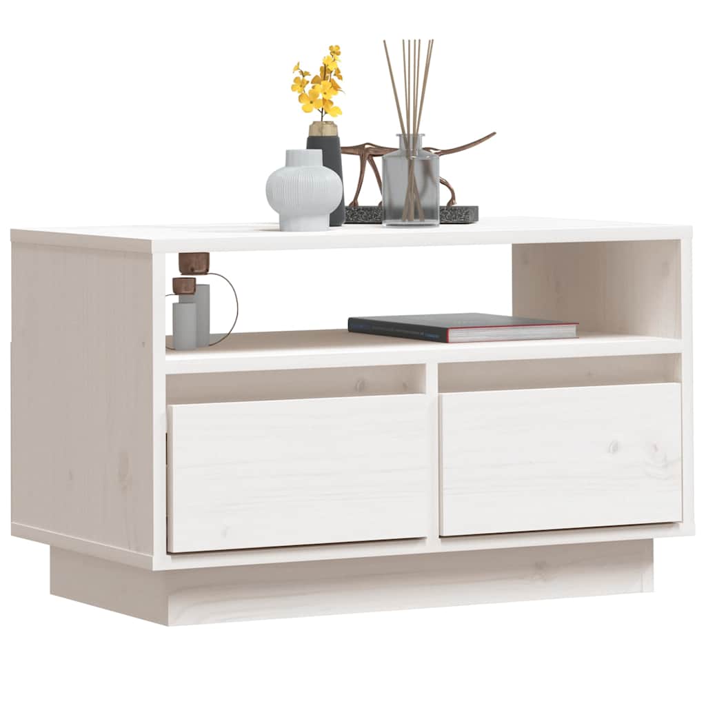 TV Cabinet White 60x35x37 cm Solid Wood Pine