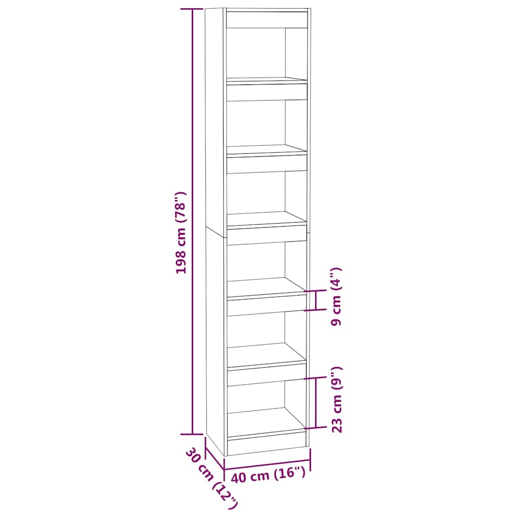 Book Cabinet/Room Divider Sonoma Oak 40x30x198 cm