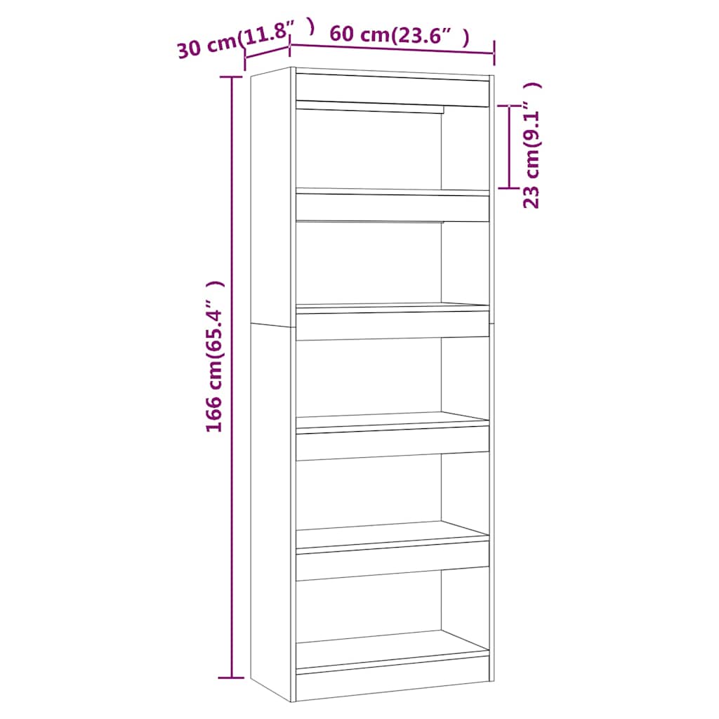 Book Cabinet/Room Divider Concrete Grey 60x30x166 cm
