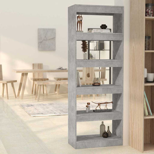 811677 vidaXL Book Cabinet/Room Divider Concrete Grey 60x30x166 cm Engineered Wood