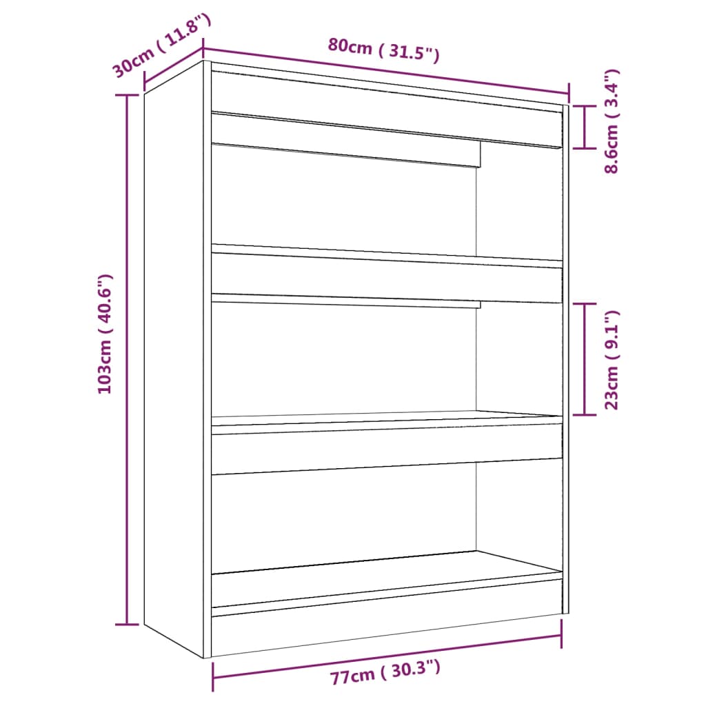 Book Cabinet/Room Divider Black 80x30x103 cm Engineered wood