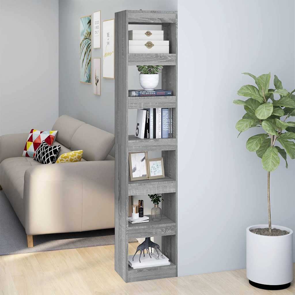 Book Cabinet/Room Divider Grey Sonoma 40x30x198 cm