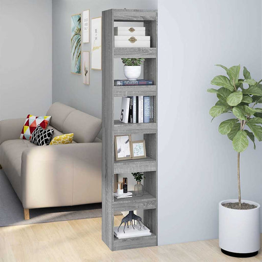 Book Cabinet/Room Divider Grey Sonoma 40x30x198 cm
