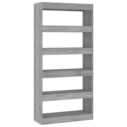 813624 vidaXL Book Cabinet/Room Divider Grey Sonoma 80x30x166 cm Engineered Wood