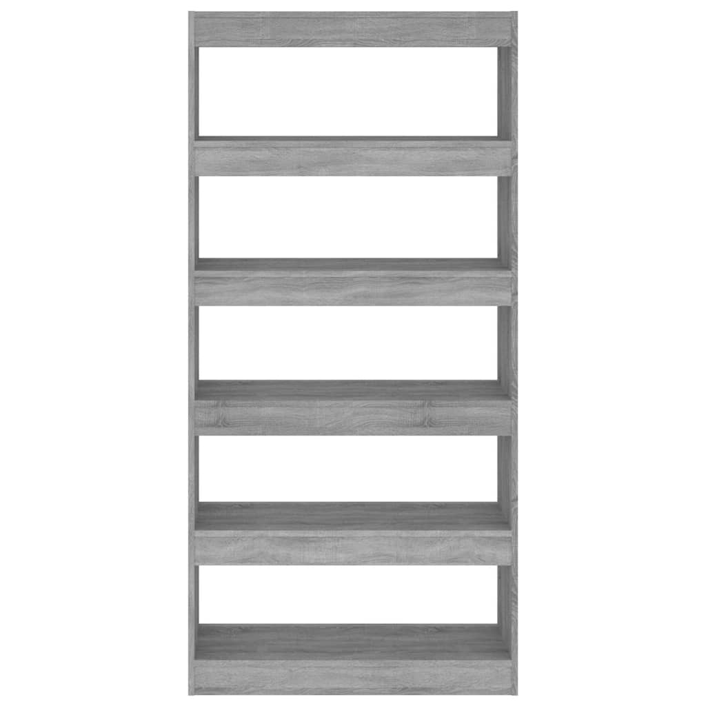 813624 vidaXL Book Cabinet/Room Divider Grey Sonoma 80x30x166 cm Engineered Wood