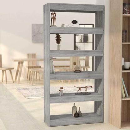 813624 vidaXL Book Cabinet/Room Divider Grey Sonoma 80x30x166 cm Engineered Wood