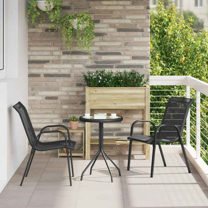 Stackable Garden Chair | Set of 2 | Black | Powder-coated steel | Medium