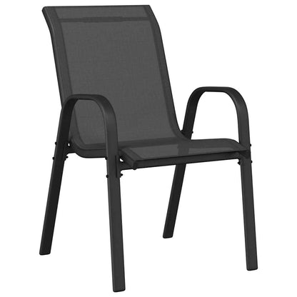 Stackable Garden Chairs 4 pcs Black Textilene Fabric