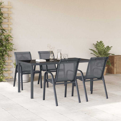 Stackable Garden Chair | Set of 4 | Grey | Powder-coated steel