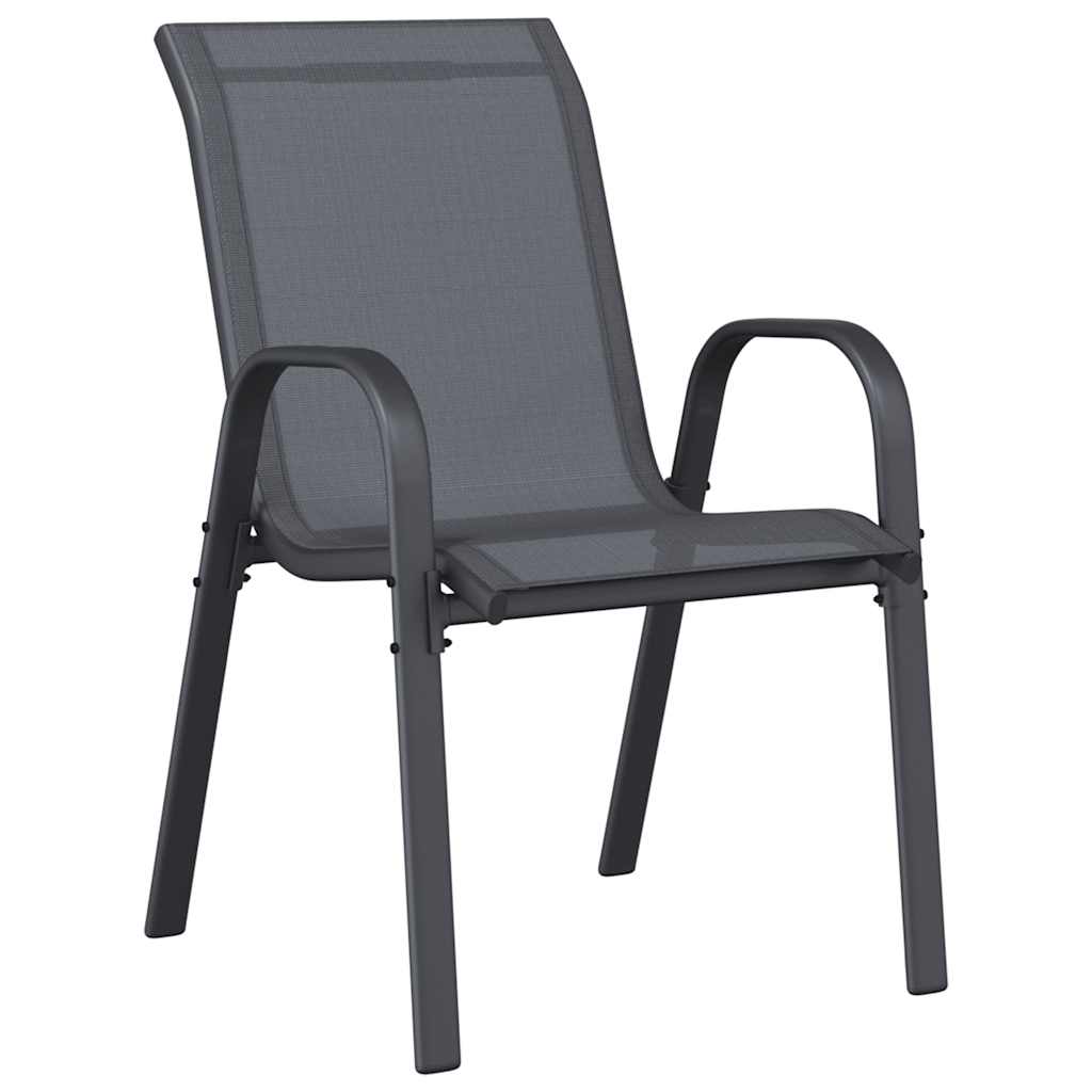 Stackable Garden Chair | Set of 4 | Grey | Powder-coated steel