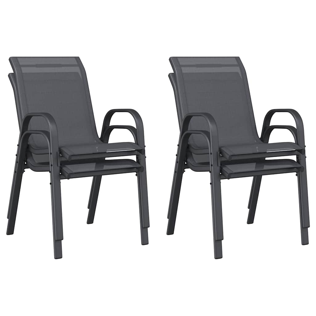 Stackable Garden Chair | Set of 4 | Grey | Powder-coated steel