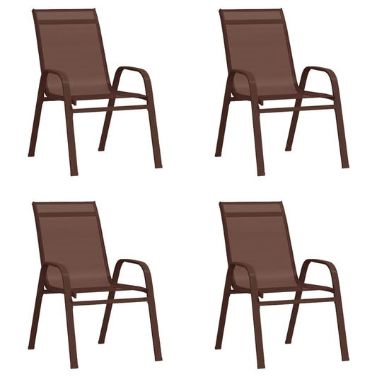 Stackable Garden Chairs 4 pcs Brown Textilene Fabric