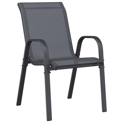 Stackable Garden Chairs 6 pcs Grey Textilene Fabric