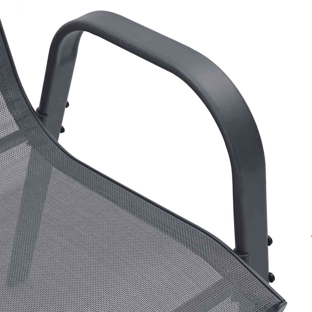 Stackable Garden Chairs 6 pcs Grey Textilene Fabric