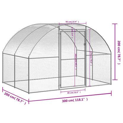 Outdoor Chicken Coop 3x2x2 m Galvanised Steel