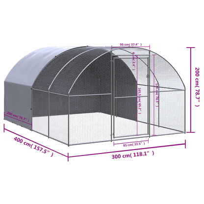 Chicken Coop | Silver | Galvanised Steel | Large | Durable | Chicken Coop