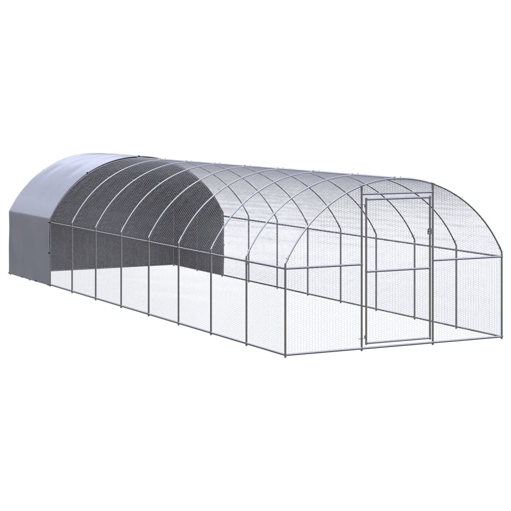 Chicken Coop | Silver and Silver Grey | Galvanized Steel | Large