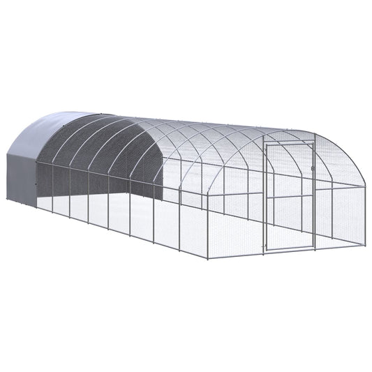 Chicken Coop | Silver and Silver Grey | Galvanized Steel | Large