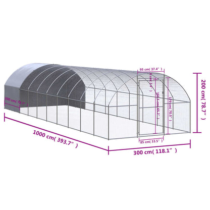 Chicken Coop | Silver and Silver Grey | Galvanized Steel | Large