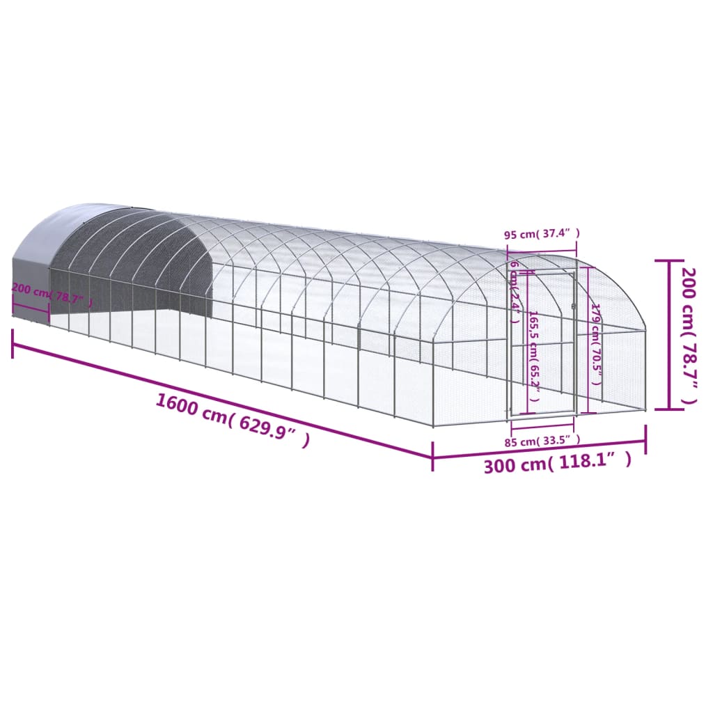 Chicken Coop | Silver | Galvanised Steel | Large | Durable | Chicken Coop