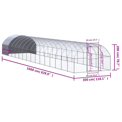 Chicken Coop | Silver | Galvanised Steel | Large | Durable | Chicken Coop
