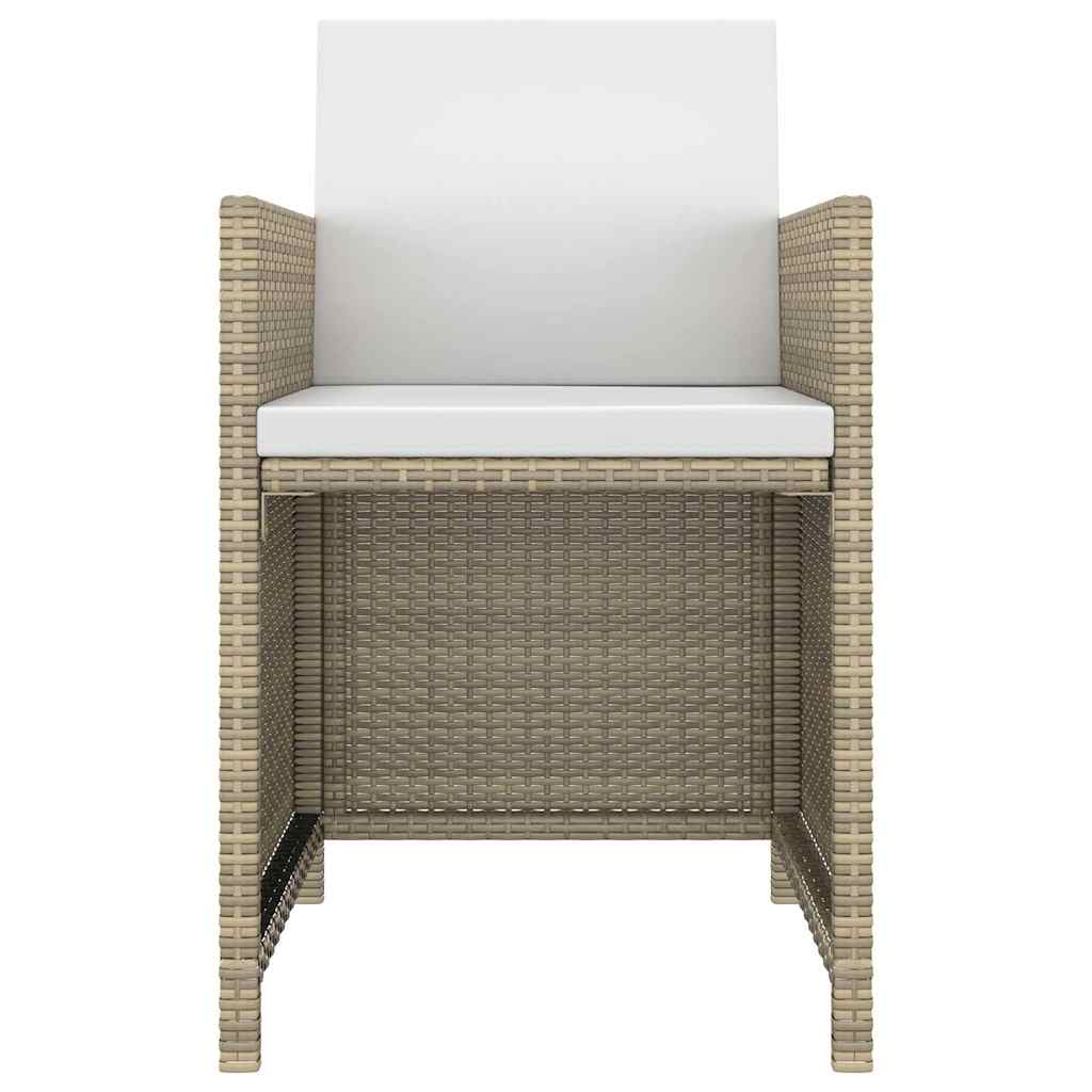 5 Piece Garden Dining Set with Cushions Poly Rattan Beige