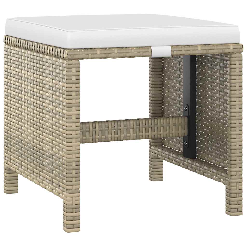 5 Piece Garden Dining Set with Cushions Poly Rattan Beige