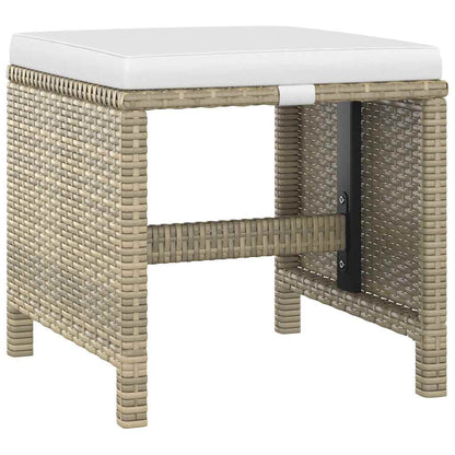5 Piece Garden Dining Set with Cushions Poly Rattan Beige