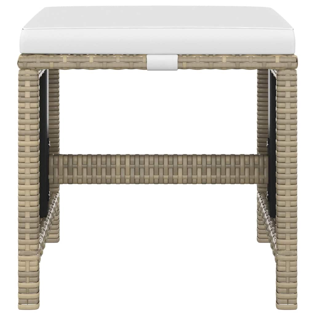 5 Piece Garden Dining Set with Cushions Poly Rattan Beige