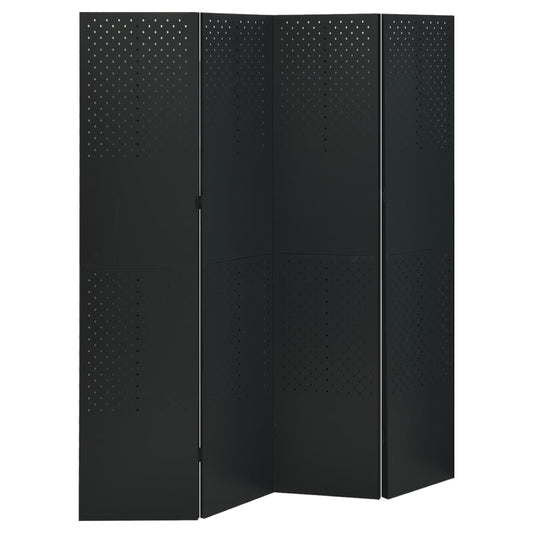3095193 vidaXL 4-Panel Room Dividers 2 pcs Black 160x180 cm Steel (2x335898)