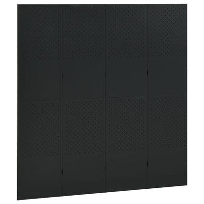 4-Panel Room Dividers 2 pcs Black 160x180 cm Steel