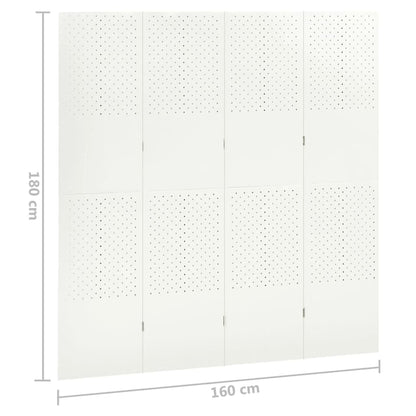 4-Panel Room Dividers 2 pcs White 160x180 cm Steel