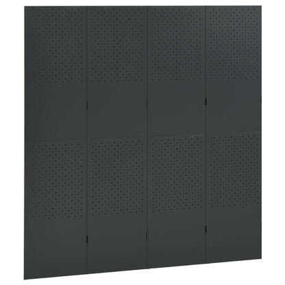 4-Panel Room Dividers 2 pcs Anthracite 160x180 cm Steel