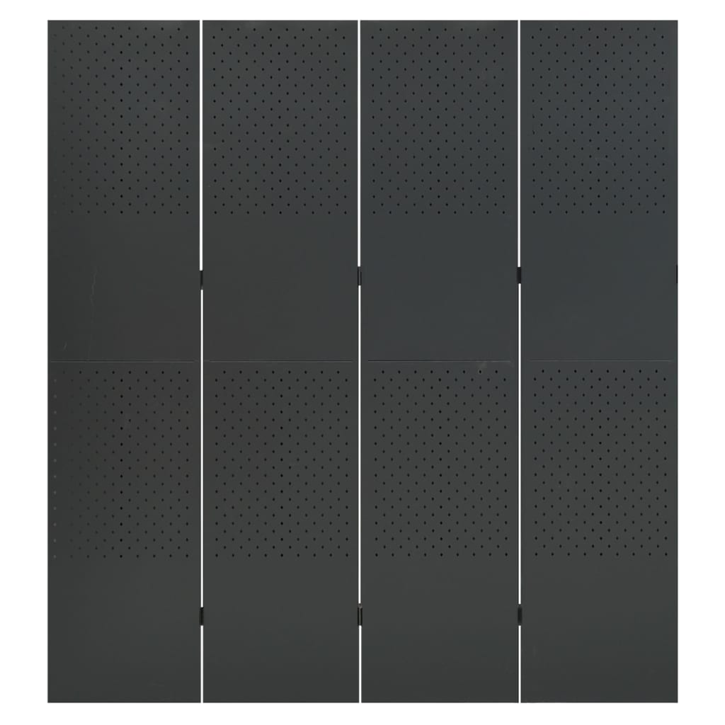 4-Panel Room Dividers 2 pcs Anthracite 160x180 cm Steel
