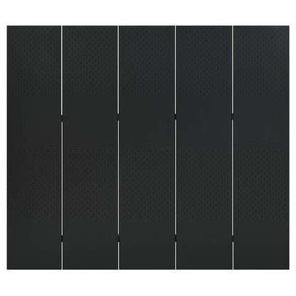 5-Panel Room Dividers 2 pcs Black 200x180 cm Steel