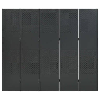 5-Panel Room Dividers 2 pcs Anthracite 200x180 cm Steel