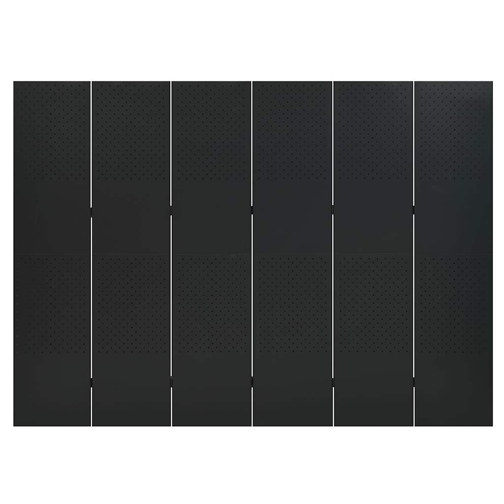 6-Panel Room Dividers 2 pcs Black 240x180 cm Steel