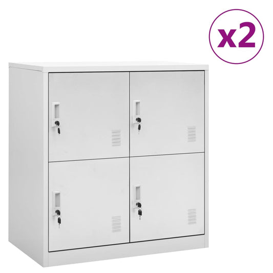 Locker Cabinet | Set of 2 | Light grey | Steel | 92.5 cm tall, compact