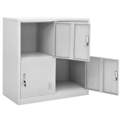 Locker Cabinet | Set of 2 | Light grey | Steel | 92.5 cm tall, compact