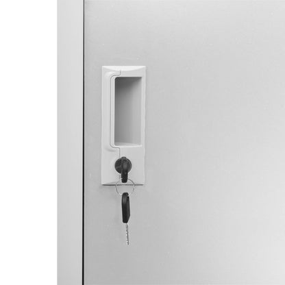 Locker Cabinet | Set of 2 | Light grey | Steel | 92.5 cm tall, compact