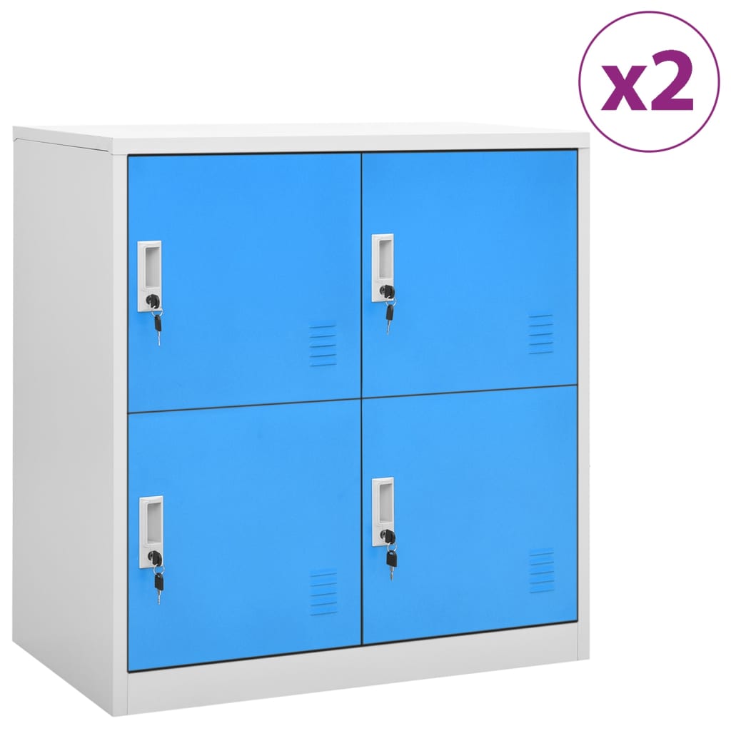 Locker Cabinet |  Set of 2 | Light grey and blue | Steel | 90x45x92.5 cm