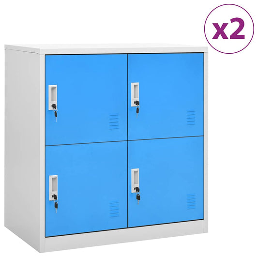 Locker Cabinets 2 pcs Light Grey and Blue 90x45x92,5 cm Steel