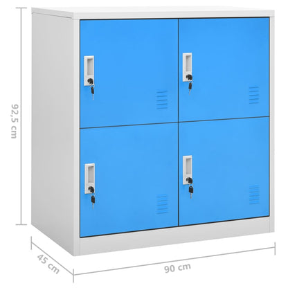 Locker Cabinet |  Set of 2 | Light grey and blue | Steel | 90x45x92.5 cm