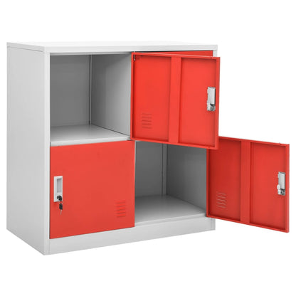 Locker Cabinets 2 pcs Light Grey and Red 90x45x92.5 cm Steel