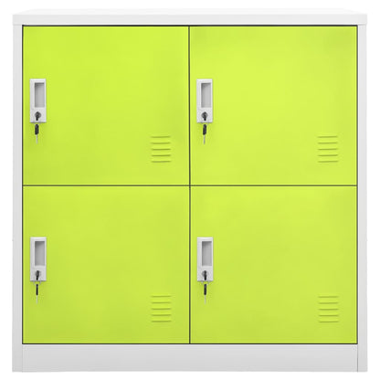 Locker Cabinet | Set of 5 | Light Grey and Green | Steel | Medium