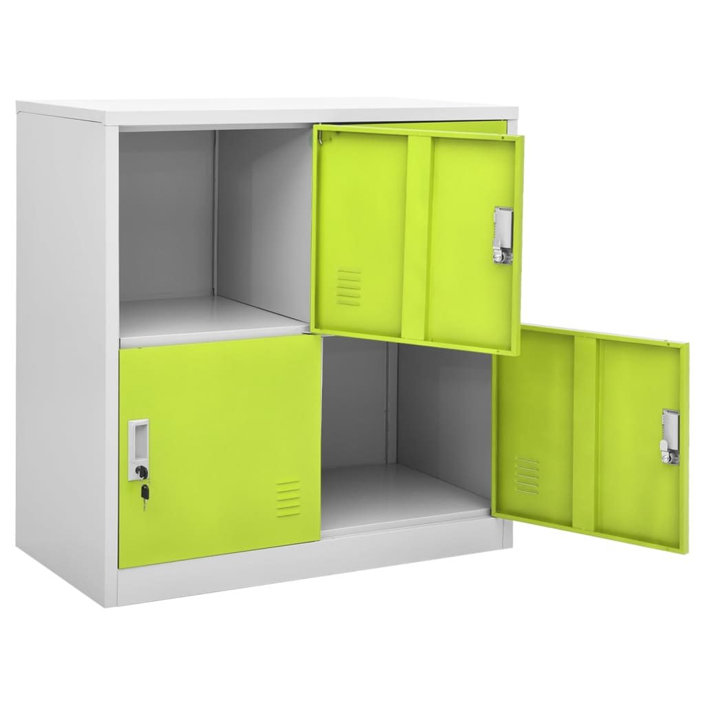 Locker Cabinet | Set of 5 | Light Grey and Green | Steel | Medium