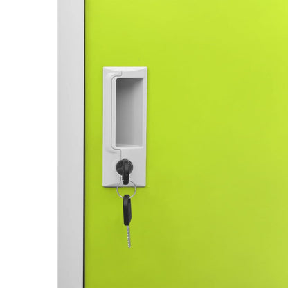 Locker Cabinet | Set of 5 | Light Grey and Green | Steel | Medium
