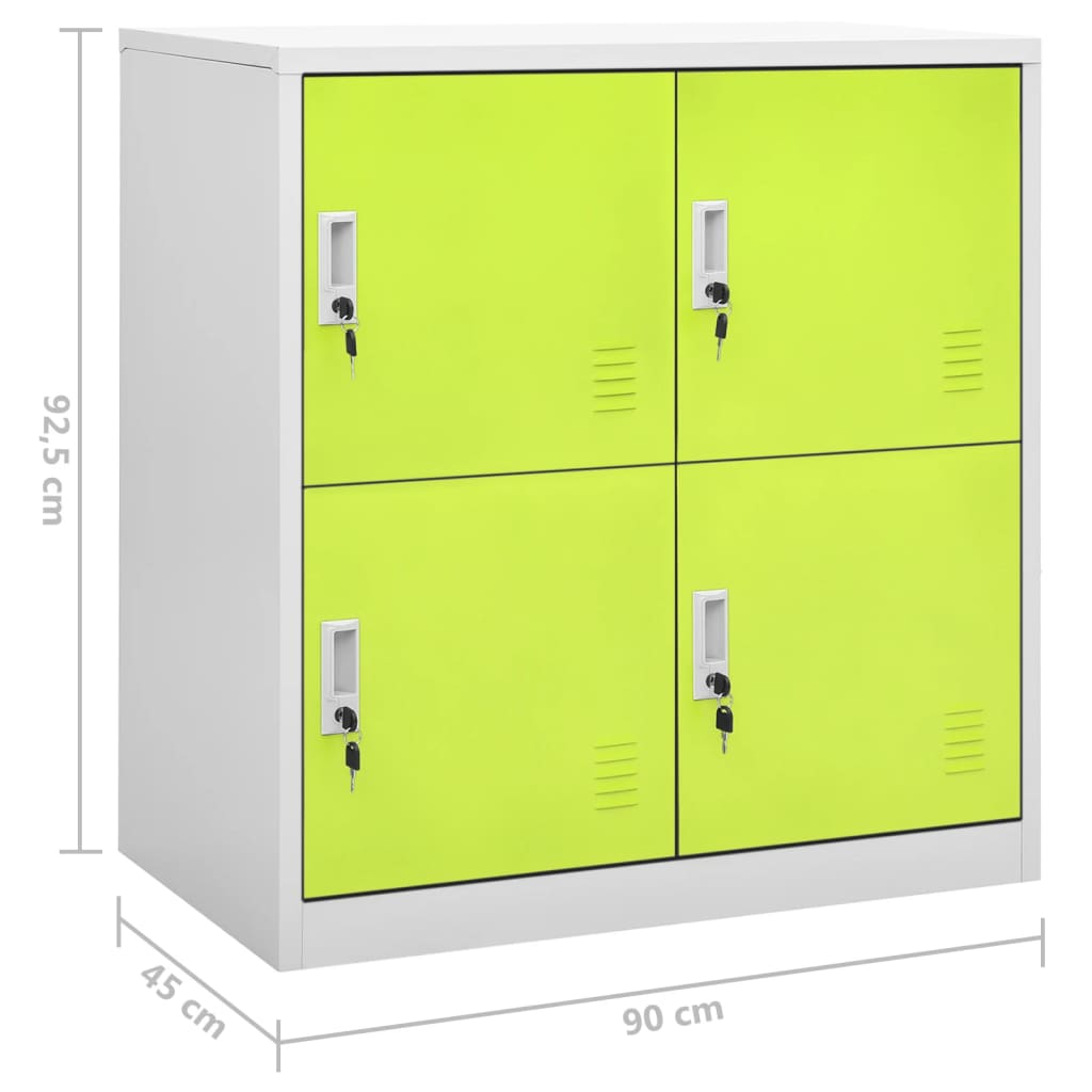 Locker Cabinet | Set of 5 | Light Grey and Green | Steel | Medium