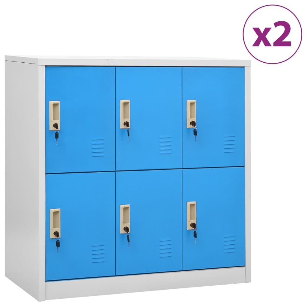 Locker Cabinet | Set of 2 | Light grey and blue | Steel