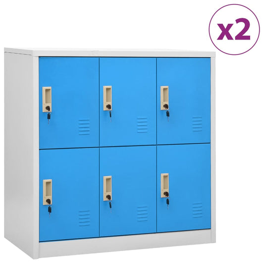 Locker Cabinet | Set of 2 | Light grey and blue | Steel